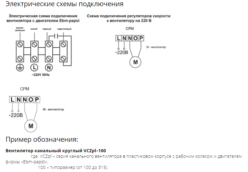 Схема подключения канального вентилятора с конденсатором